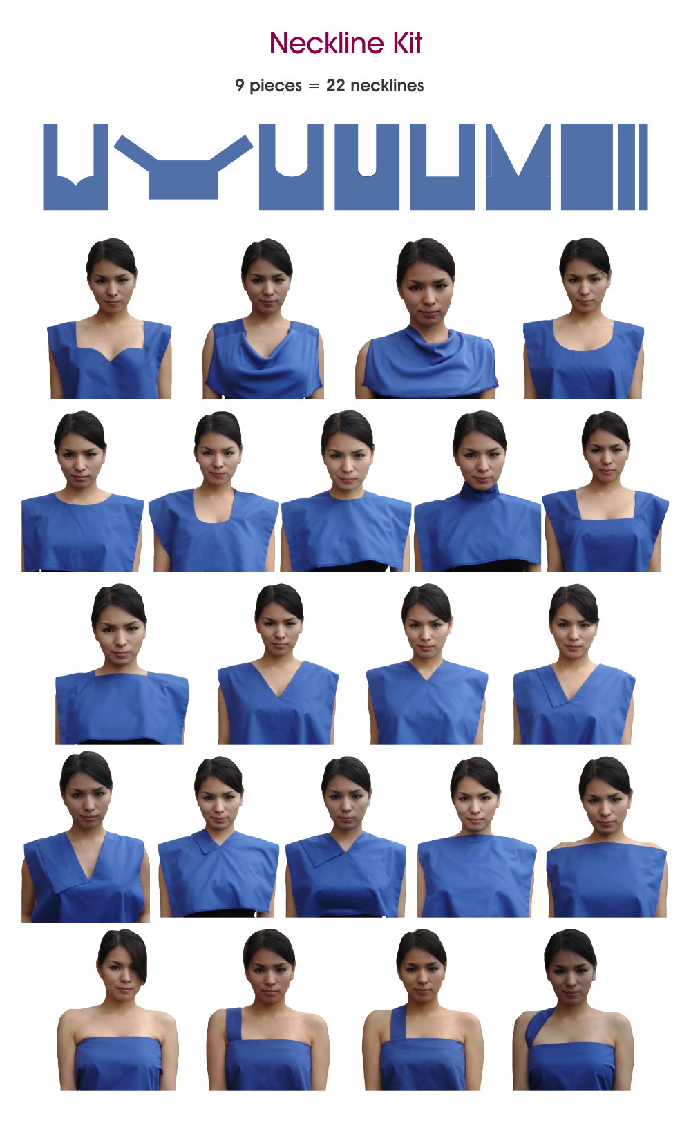 Neckline Kit shows best necklines for facial shapes